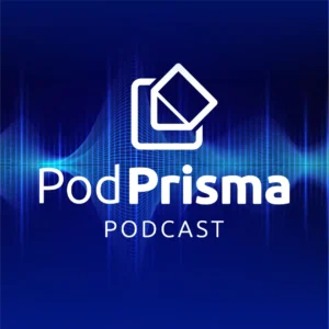 PodPrisma PodeCast da Escola Prisma logo de capa azul